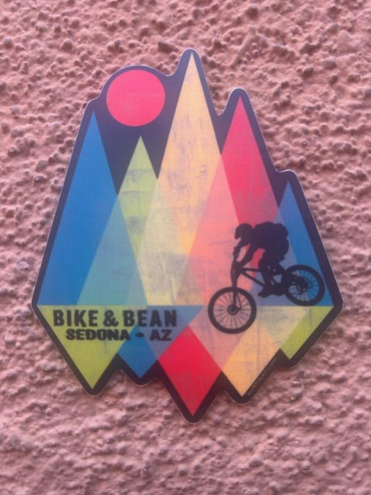 Bike and Bean Sticker - Mountain Peaks