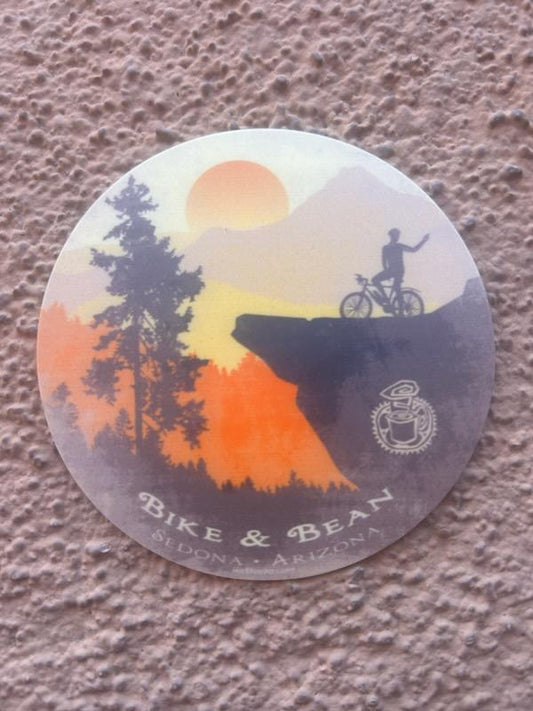 Bike and Bean Sticker - Sunset Overlook
