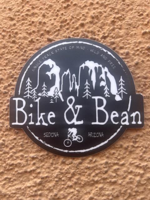 Bike and Bean Sticker - B&W Cathedral